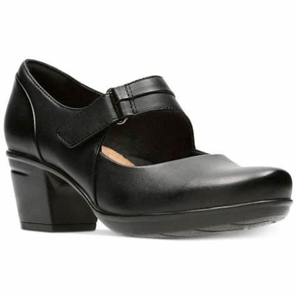 Clarks Emslie Lulin Women's Black Leather Mary Jane Shoes Size 8M